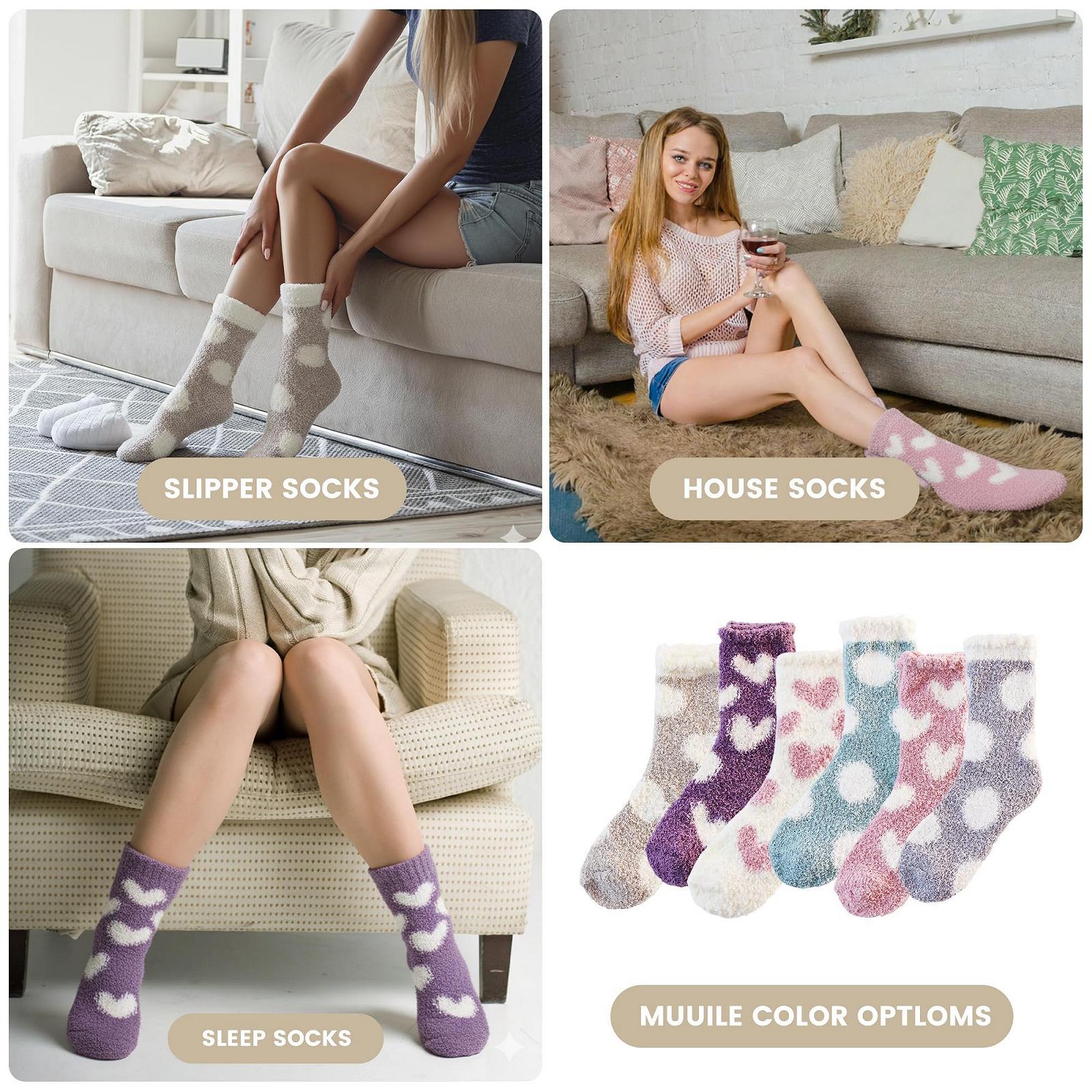 Носки, 6 пар Теплые носки женские 39-42 35-38, Пушистые носки, Носки для сна женские, Носки с стопперами, Пушистые носки, Носки для сна, Толстые носки, Зимние носки, Теплые носки в подарок, фото №5