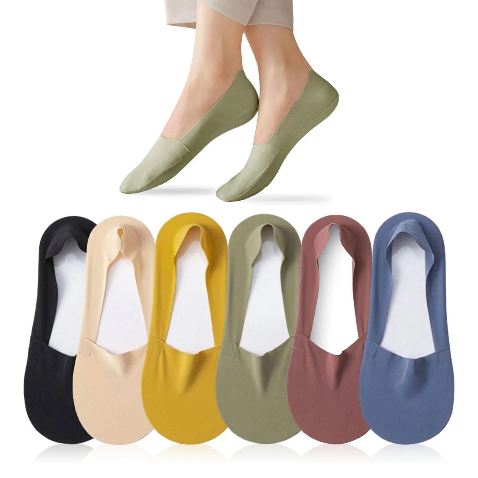 6 пар жіночих шкарпеток з льодяного шовку, нековзні, фото №1