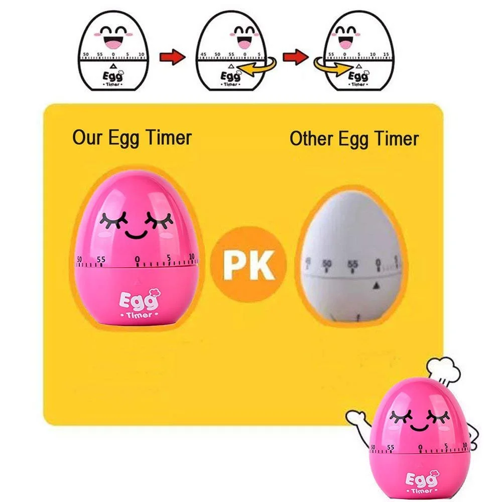 Таймер кухонный Механический Яйцо Pink, фото №1