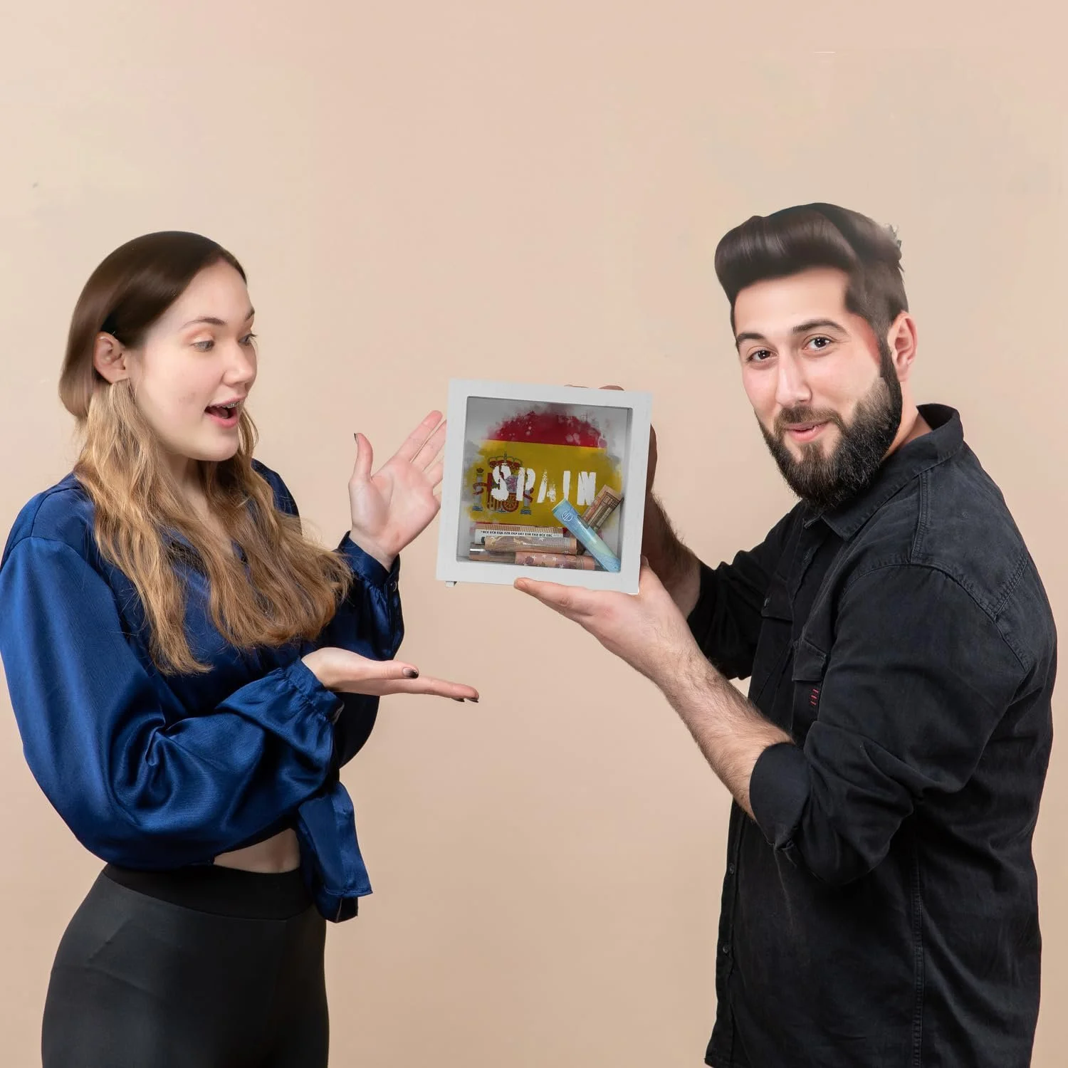 Скарбничка Wooden Spain Flag Used Look, фото №7