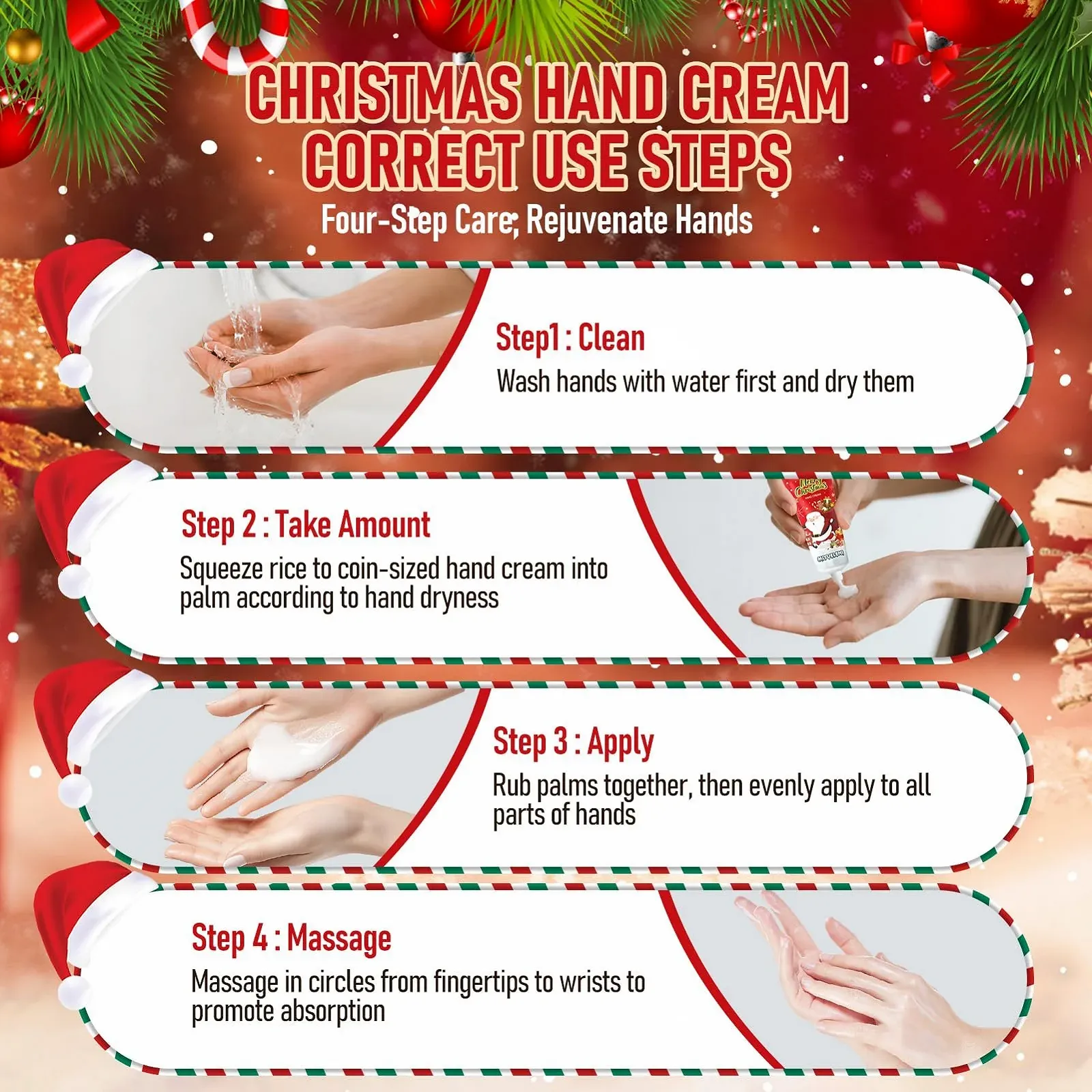 Крем для рук Mini Christmas, Mini Hand Creams Christmas, Набор кремов для рук Christmas для очень сухой и потрескавшейся кожи Подходит для мужчин и женщин, Набор подарочных кремов для рук, 5 штук, фото №6