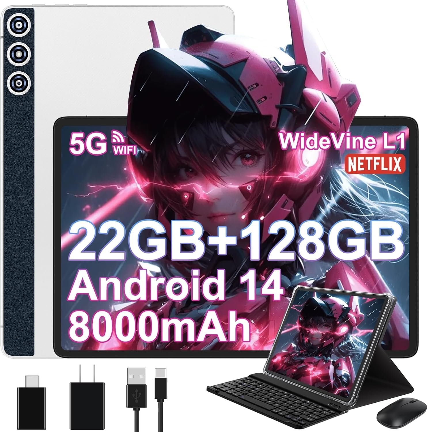 Планшет 10.1" Dmoao D5 6+16/128Gb 8 ядер Android 14 8000mAh Black, фото №1