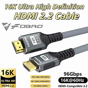 Кабель FDBRO HDMI v2.2 16K/60Hz 8K/240Hz 1 метр Grey Ultra High Speed HDR - Фото 1