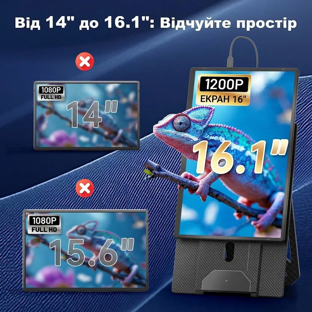 Монітор портативний 16.1" Teamgee N2 Full HD IPS 60 Гц, фото №3