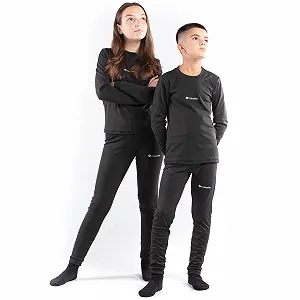 Дитяча термобілизна зимова з начосом чорна комлпект кофта і штани мікродайвінг на флісі - Фото 1