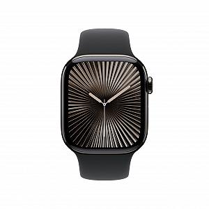 Смарт-годинник Apple Series 10 (GPS + Cellular, 42 мм) Титановий корпус Сірий та Чорний спортивний ремінець (M/L) synthetic.ua - Фото 1