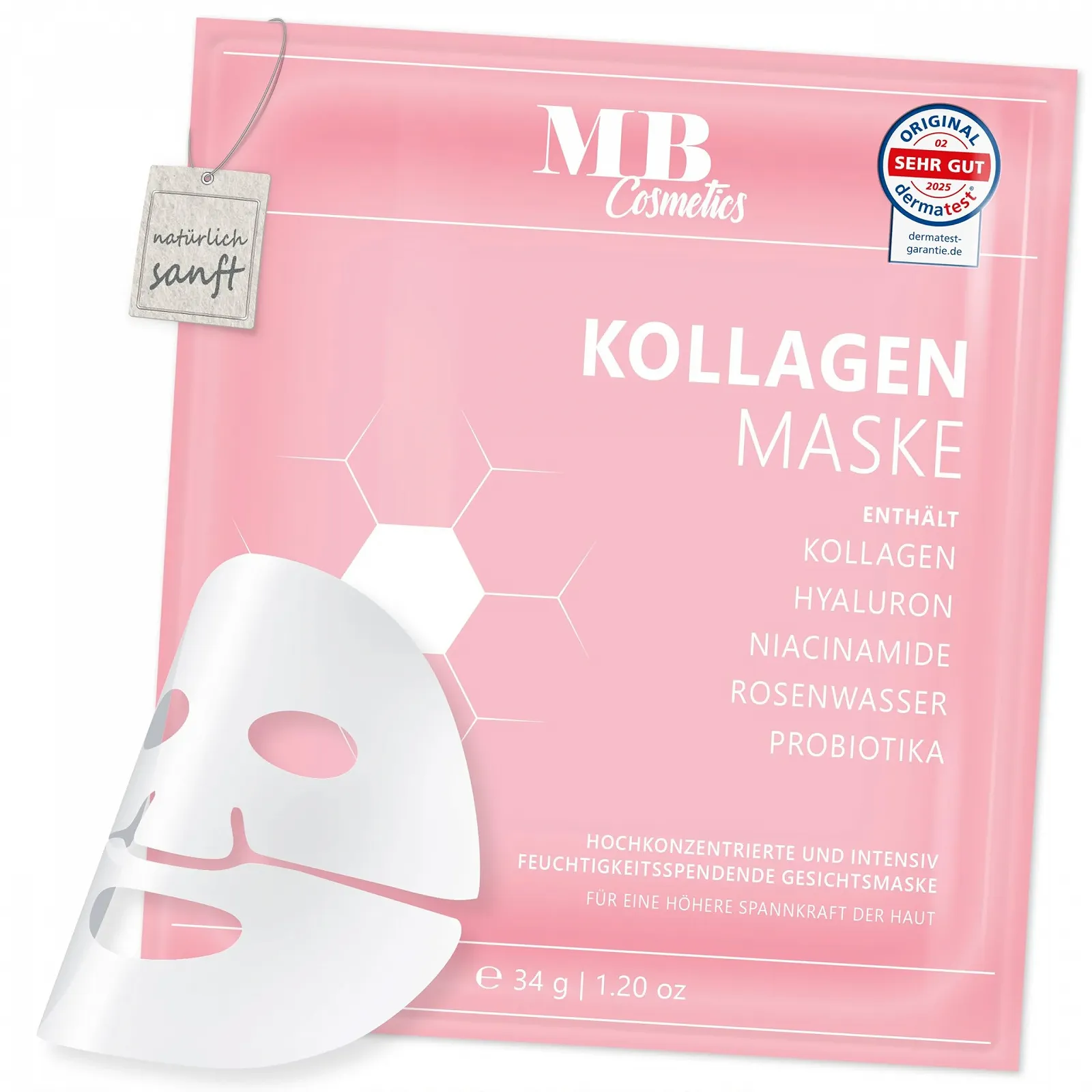 Маска для обличчя MB Cosmetics Collagen - З гіалуроном, ніацинамідами та пробіотиками, фото №1