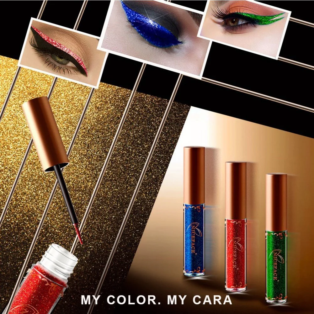 Підводка для очей рідка з глітером Allbesta Металеві кольори водостійка макіяж, фото №3 Підводка для очей рідка з глітером Allbesta Металеві кольори водостійка макіяж, фото №3