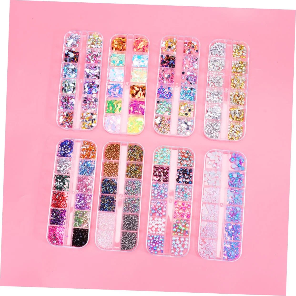 Блестки для ногтей Набор для маникюра Аппликации Украшения Набор ювелирных изделий Материал Лошадиный глаз 8 коробок, фото №2