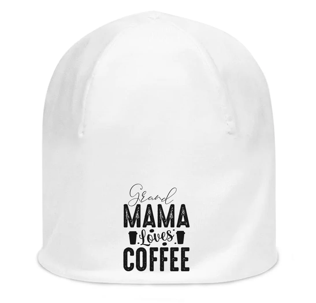 Бини Atspauda Grand Mama Loves Coffee Унисекс Хлопковая Эластичная Белая, One Size, фото №1