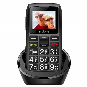 Телефон artfone C1+ для пожилых людей, Dual SIM, кнопка экстренного вызова, крупные кнопки, аккумулятор 1400 mAh, большое время ожидания, 1.77-дюймовый цветной дисплей - Фото 1