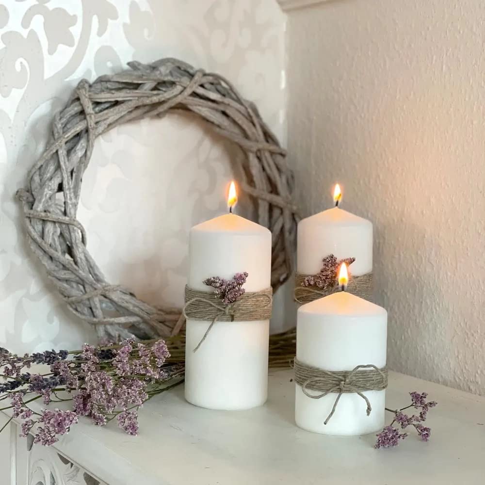 Свічки Müller Kerzen PRO NATURE Pillar Pressed Білі Набір 6 шт. 6.8 x 15 см Час горіння 32 години Натуральний віск Без парафіну і пальмової олії Без запаху, фото №3