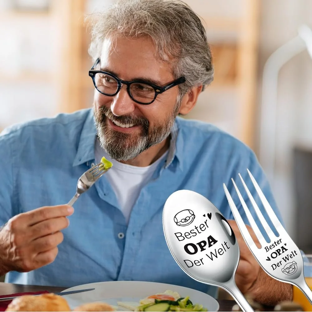 Ложка і виделка Найкращий дідусь у світі, сріблястий, фото №5