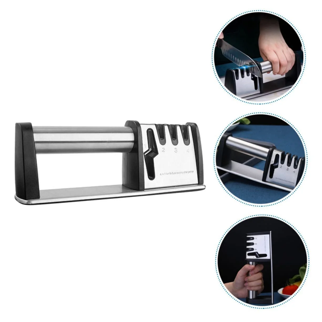 Точилка для ножей и ножниц SOLUSTRE с нескользящей эргономичной ручкой компактная настольная, фото №8