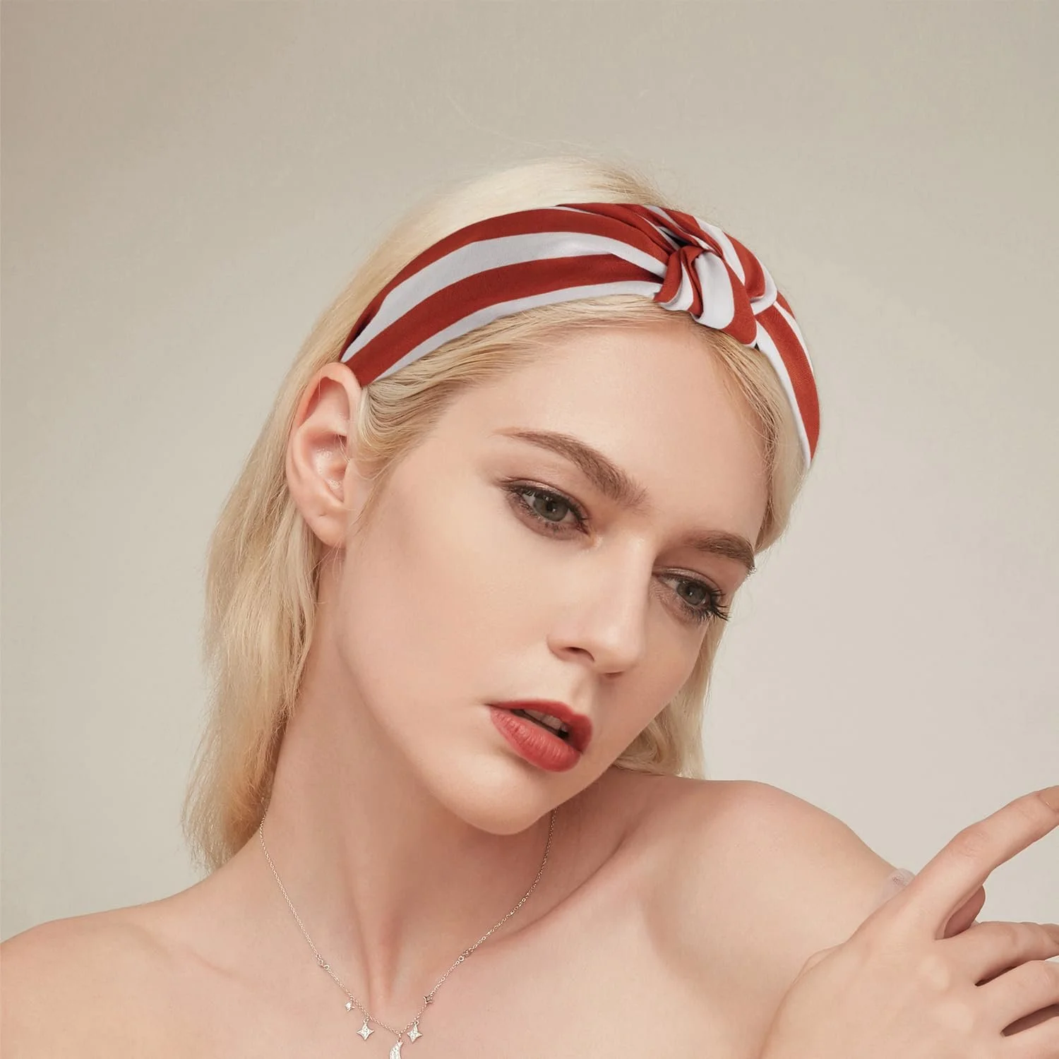 Обруч на голову Смугаста Червоний / Білий, набір з 3 штук, фото №5 Обруч на голову Смугаста Червоний / Білий, набір з 3 штук, фото №5