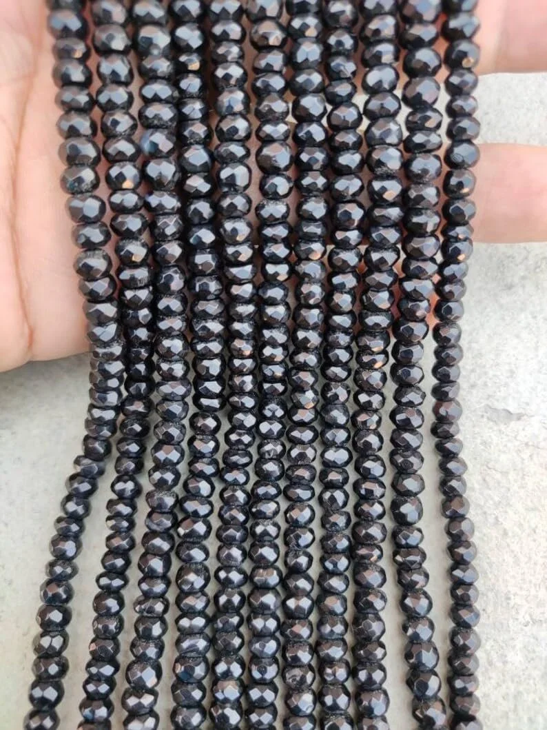 Намистини Шпінель Чорний Натуральний Ограновані Родель 6.5-7 мм, фото №3