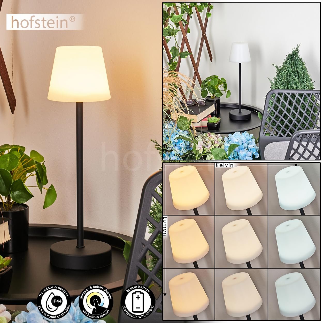 Настільна лампа Maza LED Outdoor Пластик Чорний/Білий 11 см USB-C Battery 2.2 Вт 250 Люмен, фото №2