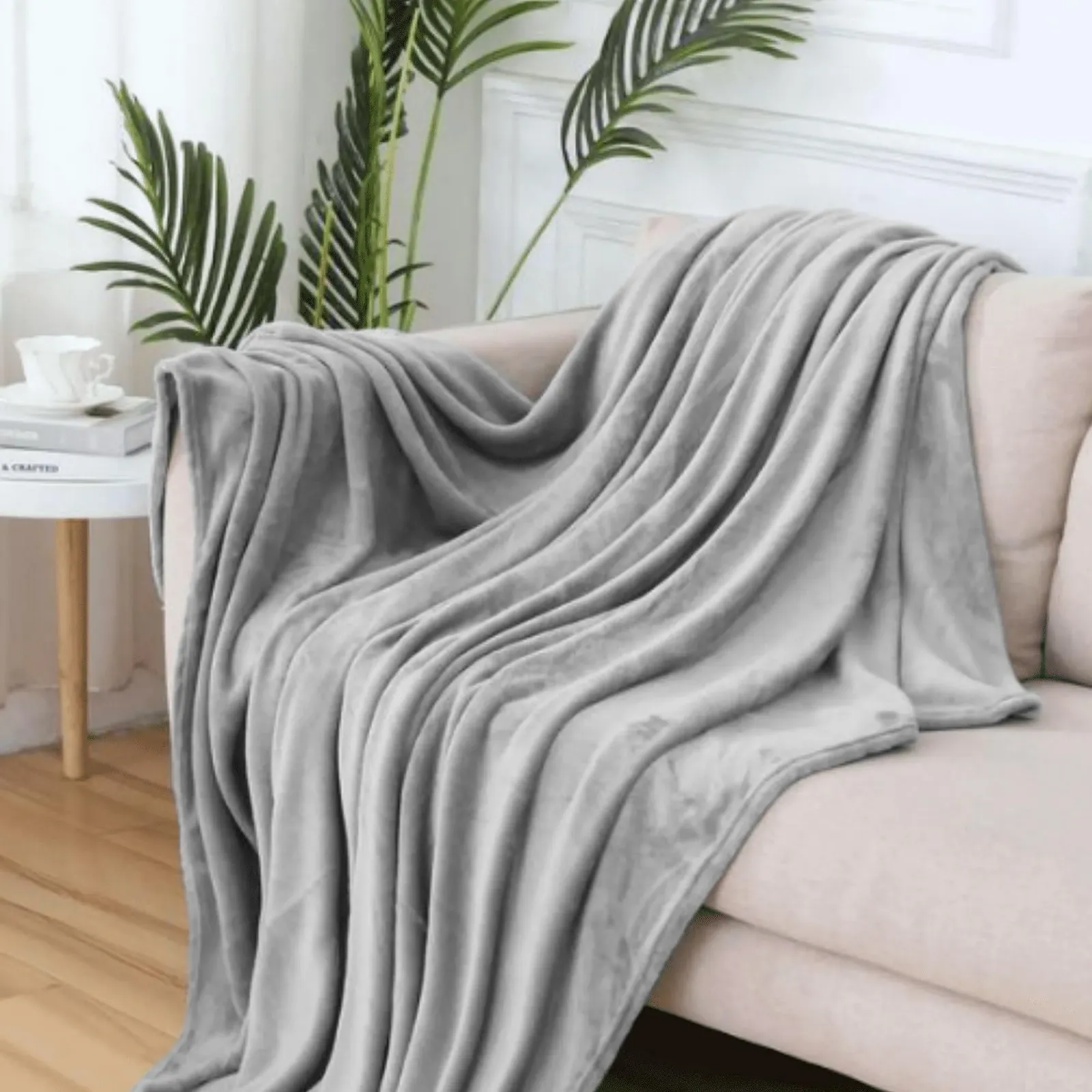 Одеяло Komfortec Мягкое Пушистое, Флисовое одеяло, сертификат Oeko-Tex, Супермягкое, 150 x 200 см, 260 г/м

, Серебристо-серое, фото №4