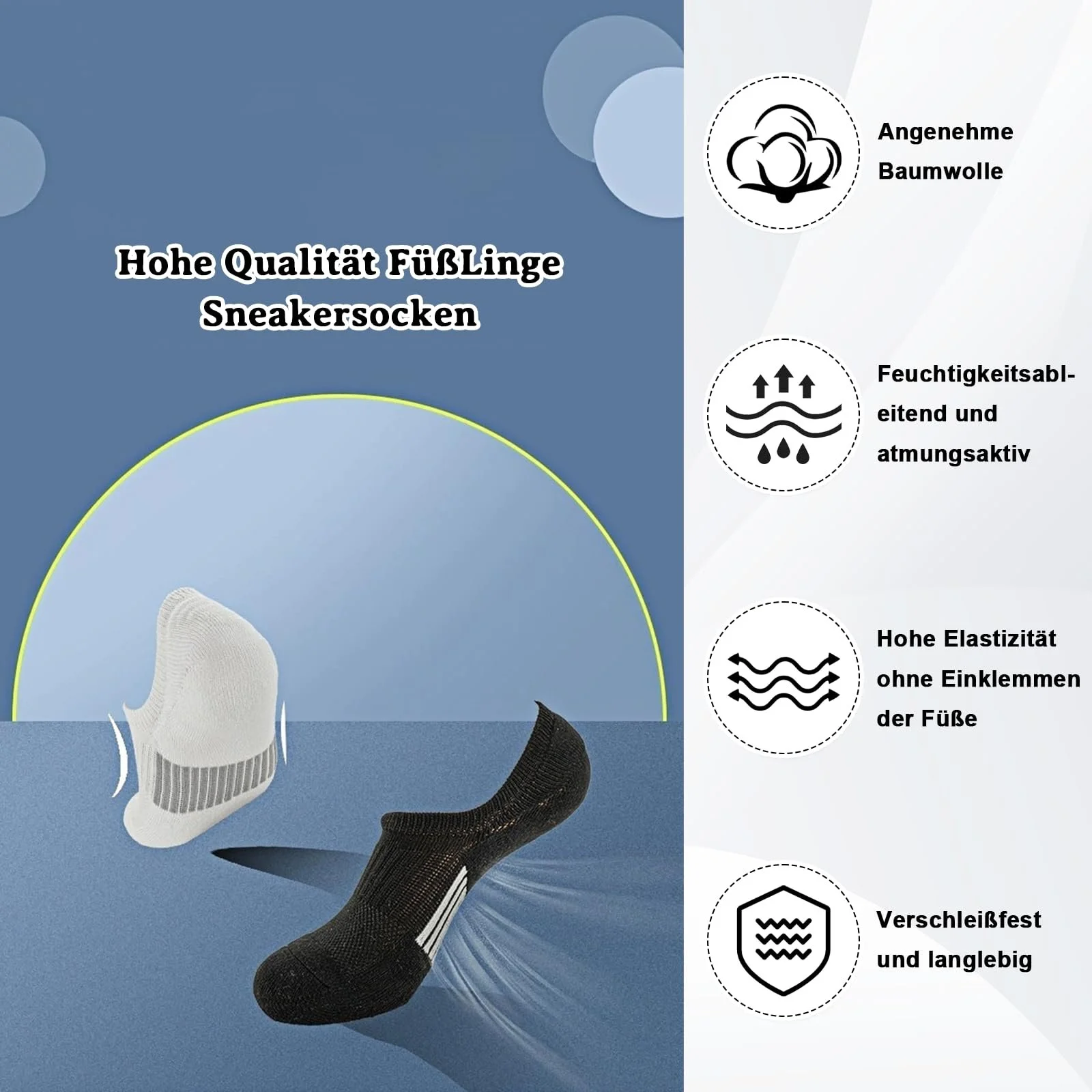 Шкарпетки спортивні унісекс Чорний Білий (8 пар), фото №2