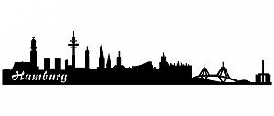 Наклейка на стіну Samunshi Hamburg Skyline 100 x 20 см чорна - Фото 1