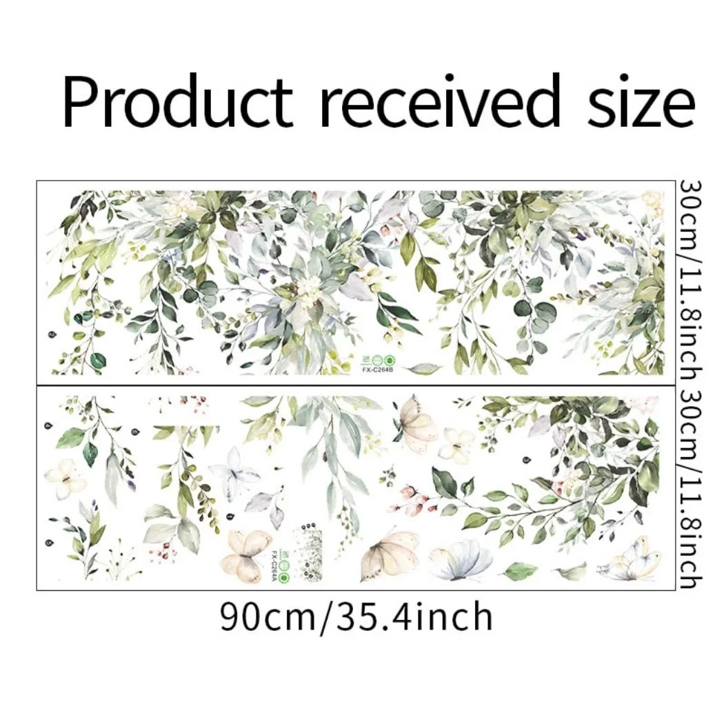Наклейка на стену HGDESIGN Green Plant Leaves XXL (2 листа 30 x 90 см), фото №4