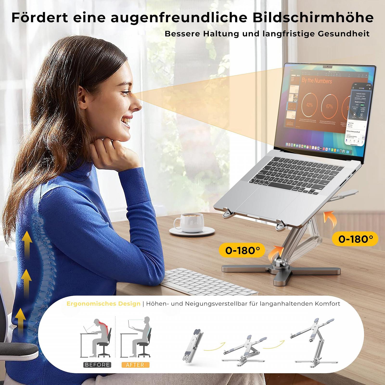 Подставка для ноутбука FoldWise X, алюминиевая, вращающаяся на 360

градусов, складная, регулируется по высоте и углу, прочная, портативная, для ноутбуков 11-18 дюймов, фото №3