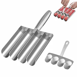 Форма для фрикаделек Meatball Shaper 4 трубки из нержавеющей стали с лопаткой - Фото 1