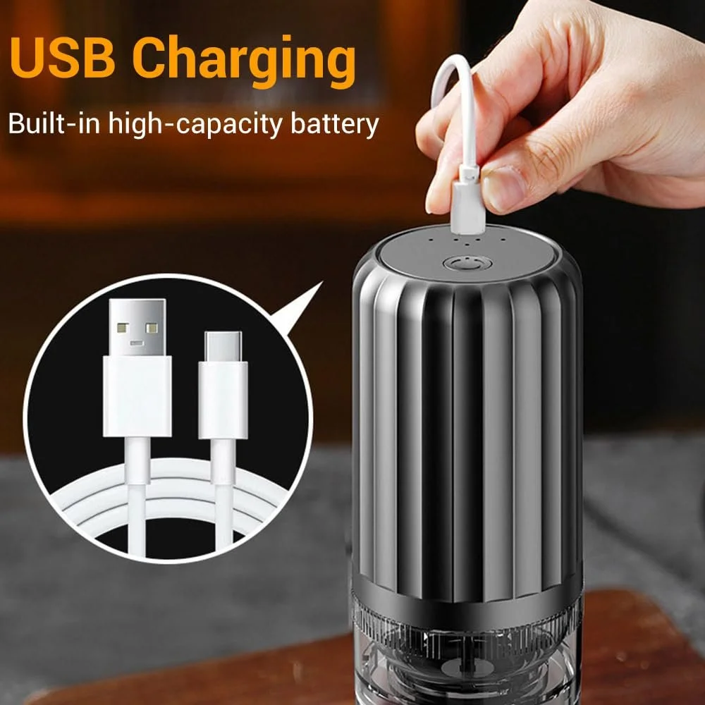 Электрическая кофемолка Беспроводная эспрессо-кофемолка Регулируемая толщина USB-перезаряжаемая мельница для специй для дома, офиса, путешествий, кемпинга, фото №5