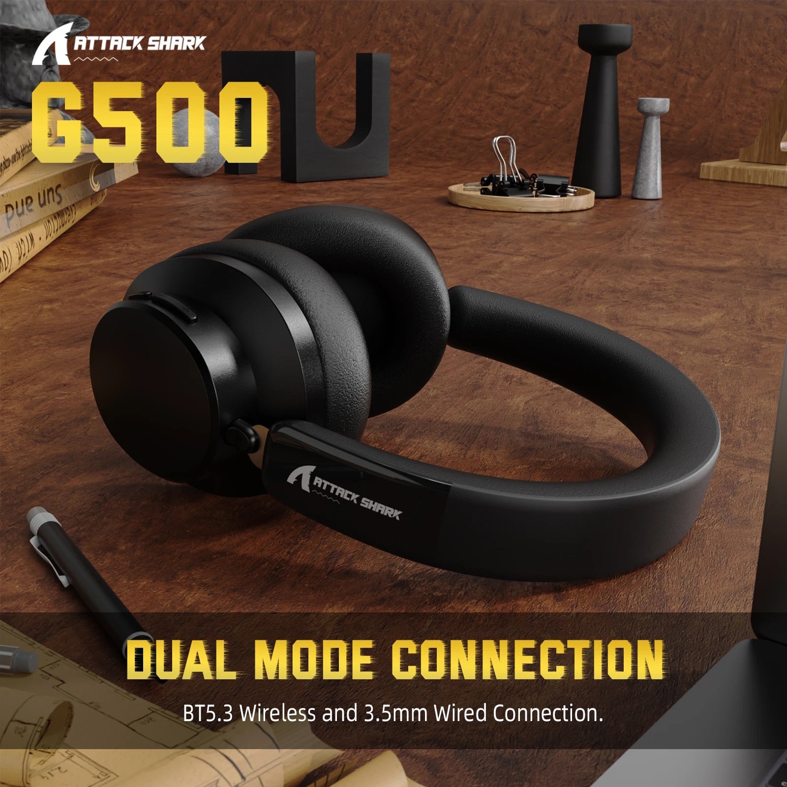 Навушники ATTACK SHARK G500 Black Hi-Res ANC BT5.3 Microphone, фото №3