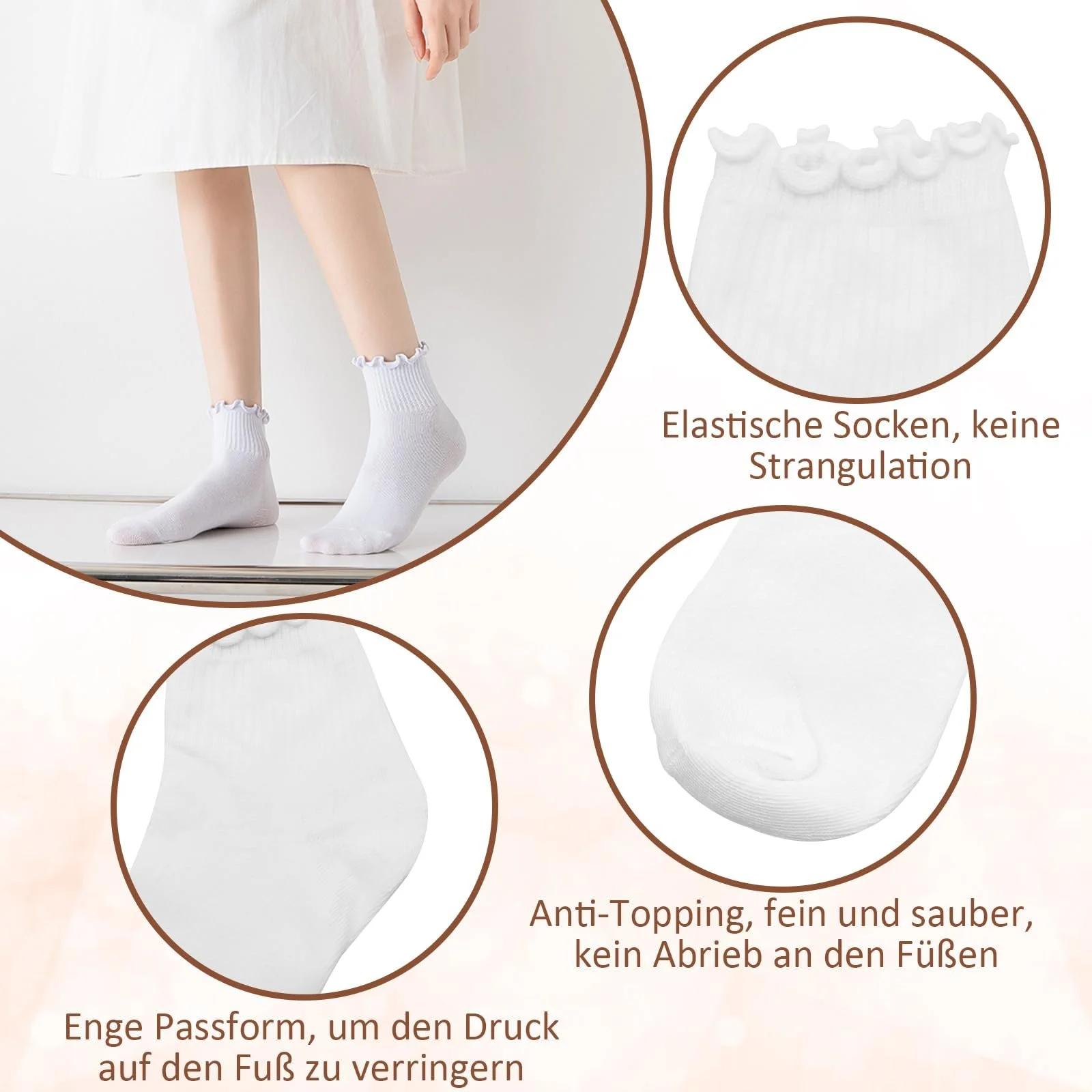 Носки с рюшами ZOCONE Хлопковые носки с рюшами Белые 35-38, фото №3 Носки с рюшами ZOCONE Хлопковые носки с рюшами Белые 35-38, фото №3