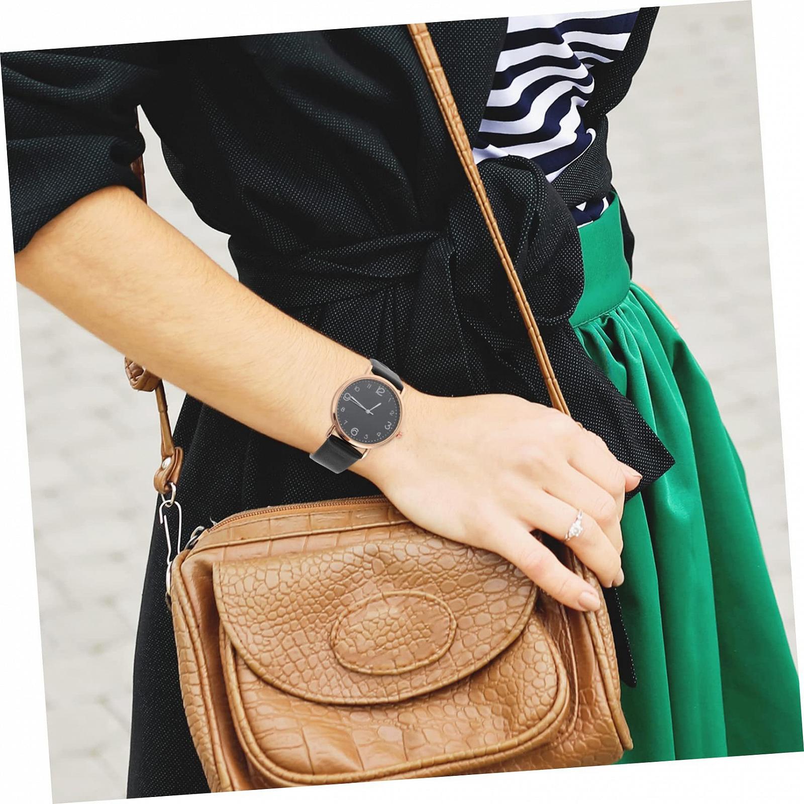 Женские наручные часы Healvian Кожаные часы Изящные модные часы для женщин Повседневные часы Цифровой дизайн Считывание времени Регулируемое запястье, фото №4