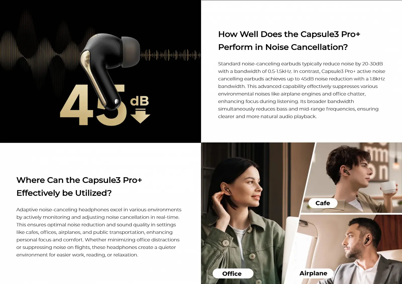 Безпровідні навушники SoundPEATS Capsule3 Pro+ xMEMS Speaker LDAC AI Adaptive ANC Black, фото №10