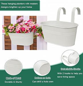 Підвісні квіткові горщики LATERN Метал 27.5 см зі знімним гачком 4 шт. білий synthetic.ua - Фото 1