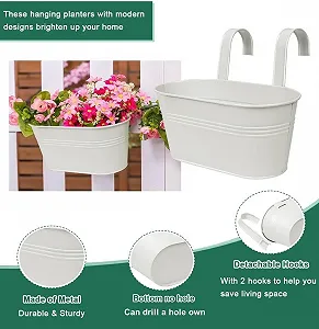 Подвесные цветочные горшки LATERN Металл 27.5 см со съемным крючком 4 шт. белый synthetic.ua - Фото 1