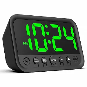 Цифровой будильник Azyh с большим LED-дисплеем, громкий будильник для тех, кто крепко спит, электрические настольные часы с регулируемой громкостью, яркостью, повтором сигнала, 12/24 ч - Фото 1