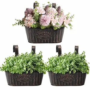 Горшки для цветов на забор металлические овальные винтажные Набор 3 шт. - Фото 1