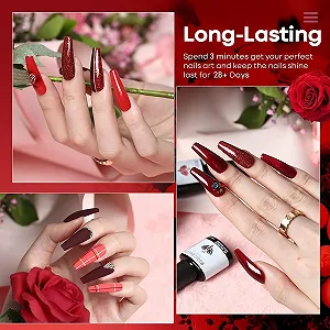 Гель-лак modelones, червоний глітер, набір 6 кольорів synthetic.ua - Фото 1