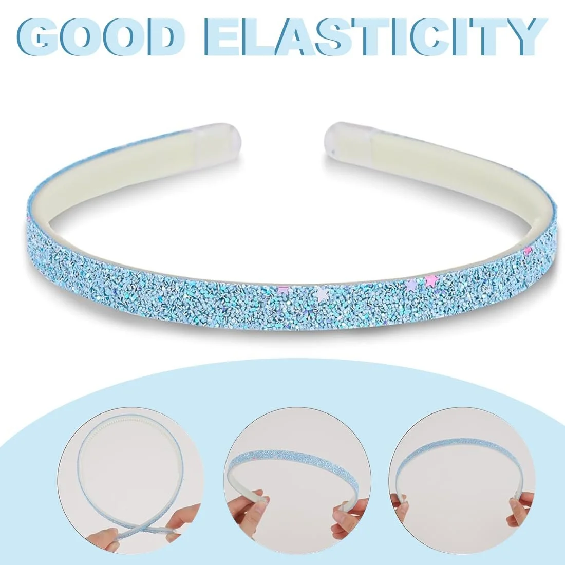 Набір з 5 блискучих обручів для волосся Блискітки, фото №4