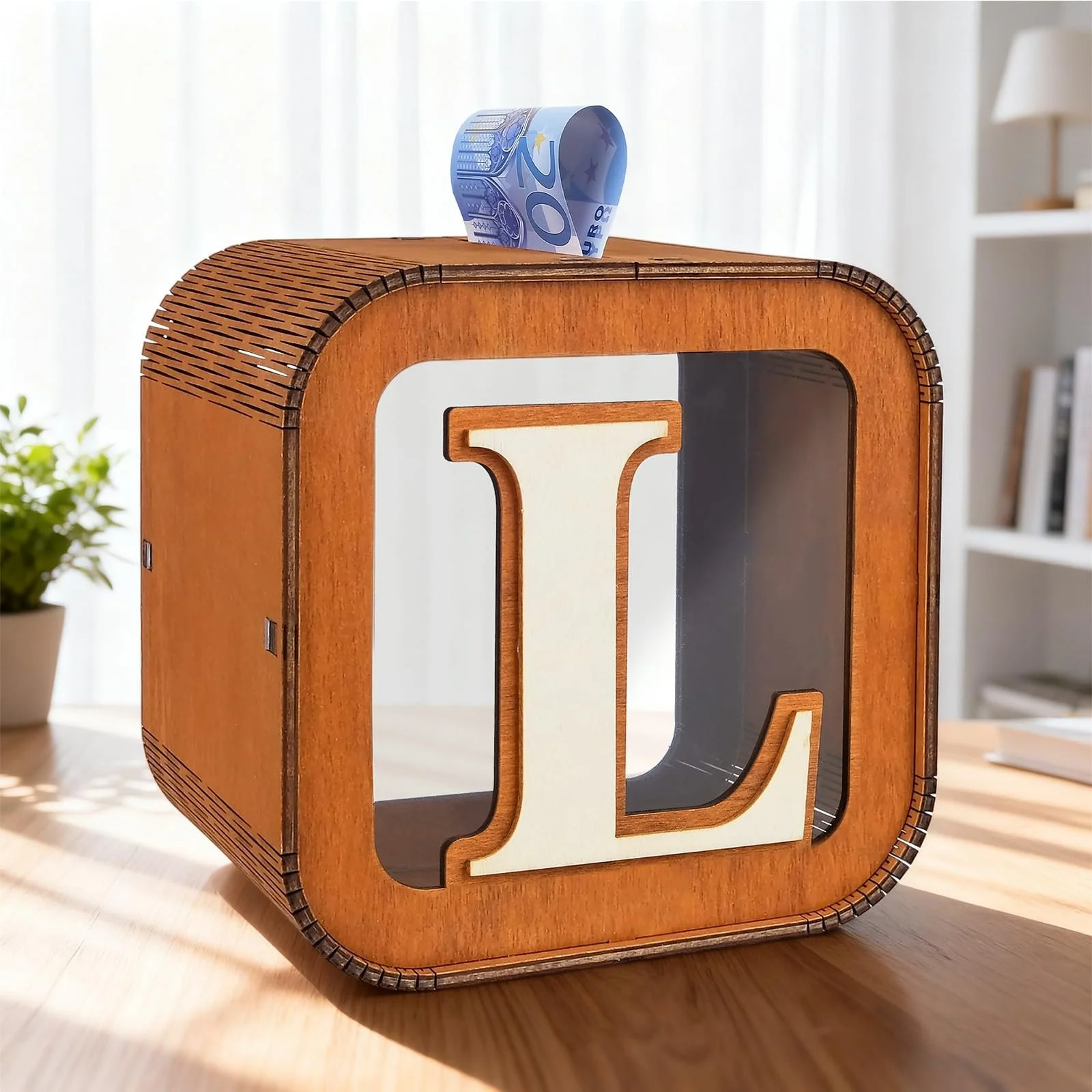 Скарбничка дитяча персоналізована Алфавіт A-Z дерев'яна креативна велика (L), фото №1