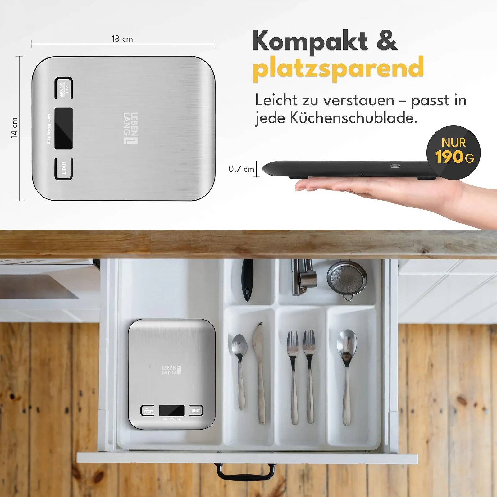 Кухонні ваги LEBENLANG Цифрові Акумуляторні USB 10кг/1г Сріблястий, фото №5 Кухонні ваги LEBENLANG Цифрові Акумуляторні USB 10кг/1г Сріблястий, фото №5