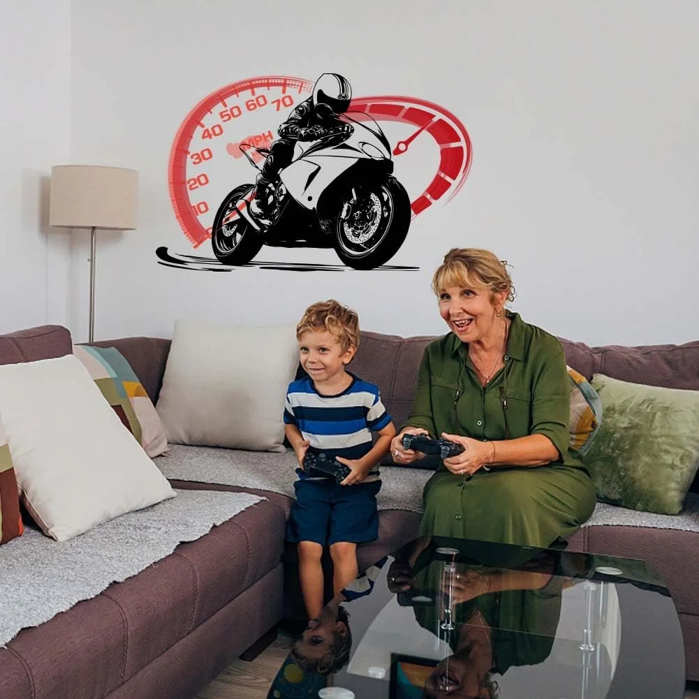 Наклейка на стіну SUPERDANT Мотоцикл і тахометр вінілова Чорний, Червоний, фото №4