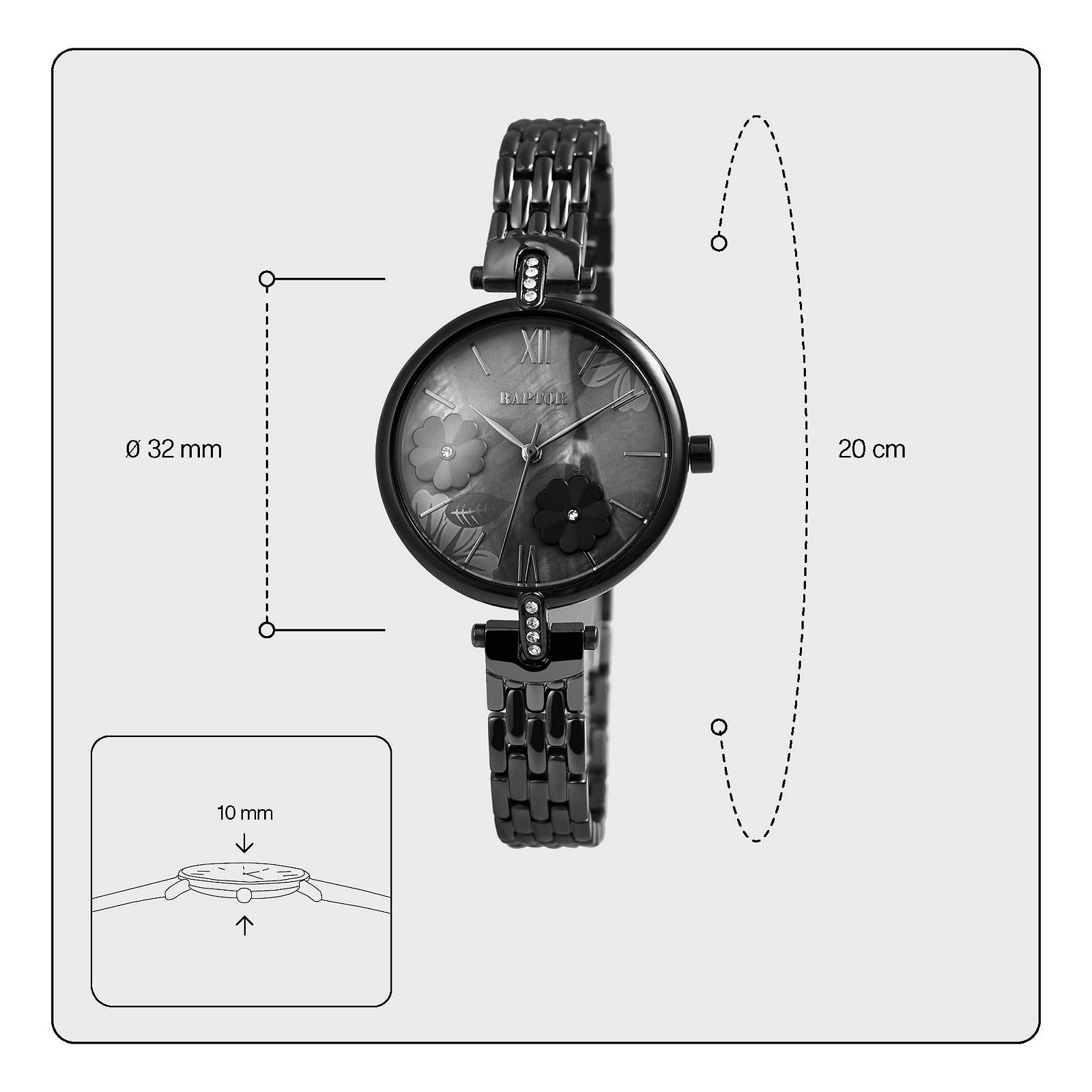 Женские часы Raptor Malva RA10204, браслет из нержавеющей стали, цветы, стразы, аналоговый, кварцевый, фото №5