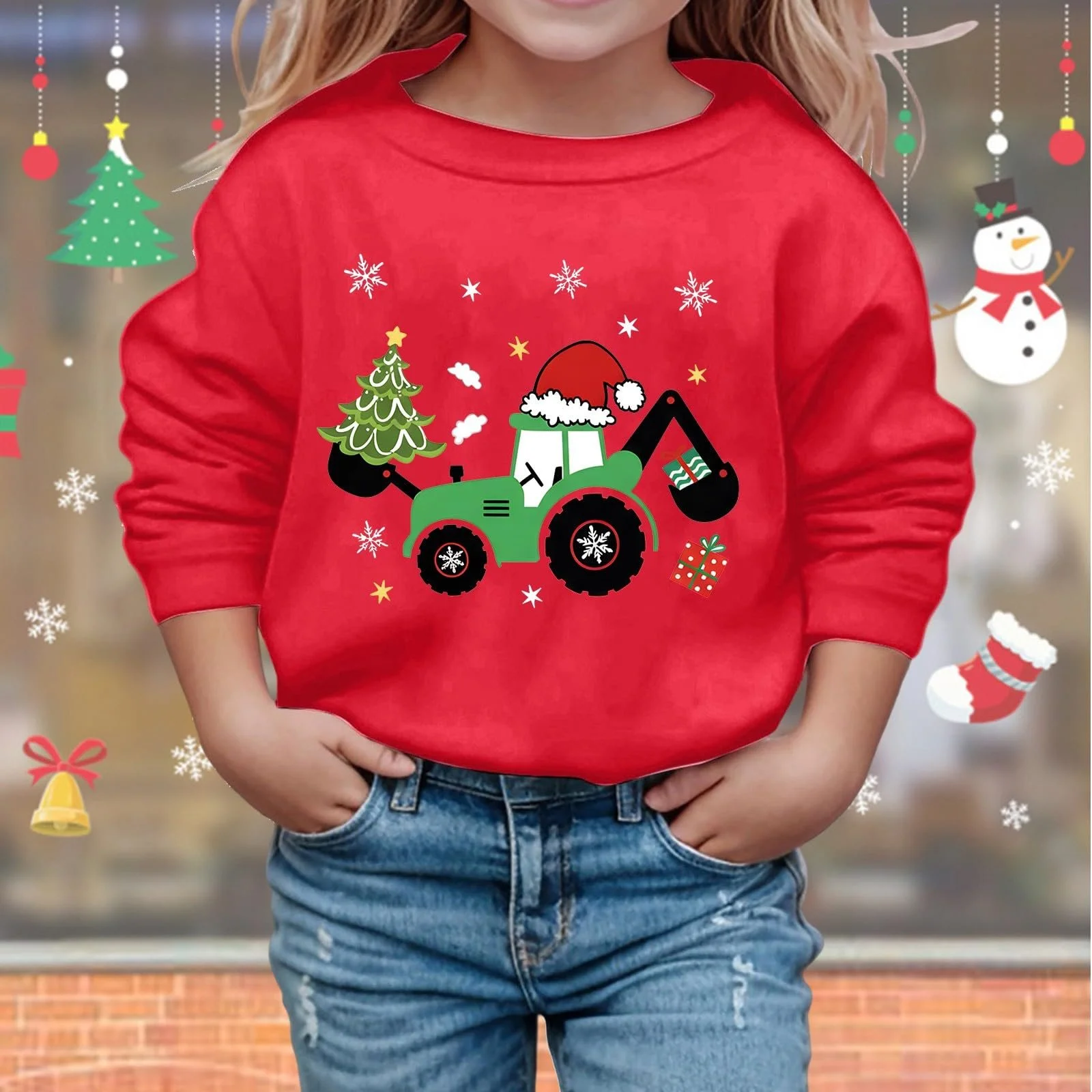 Generisch Легкий модный детский свитшот с принтом букв, круглый вырез, длинные рукава, фото №3