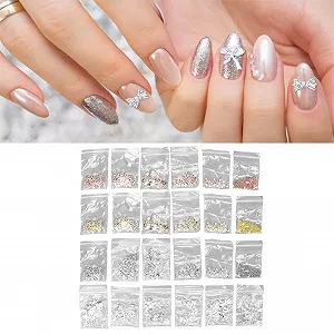 Прикраса для нігтів 3D бантики, Стрази для нігтів, прикраси для нейл-арту, блискучі - Фото 1