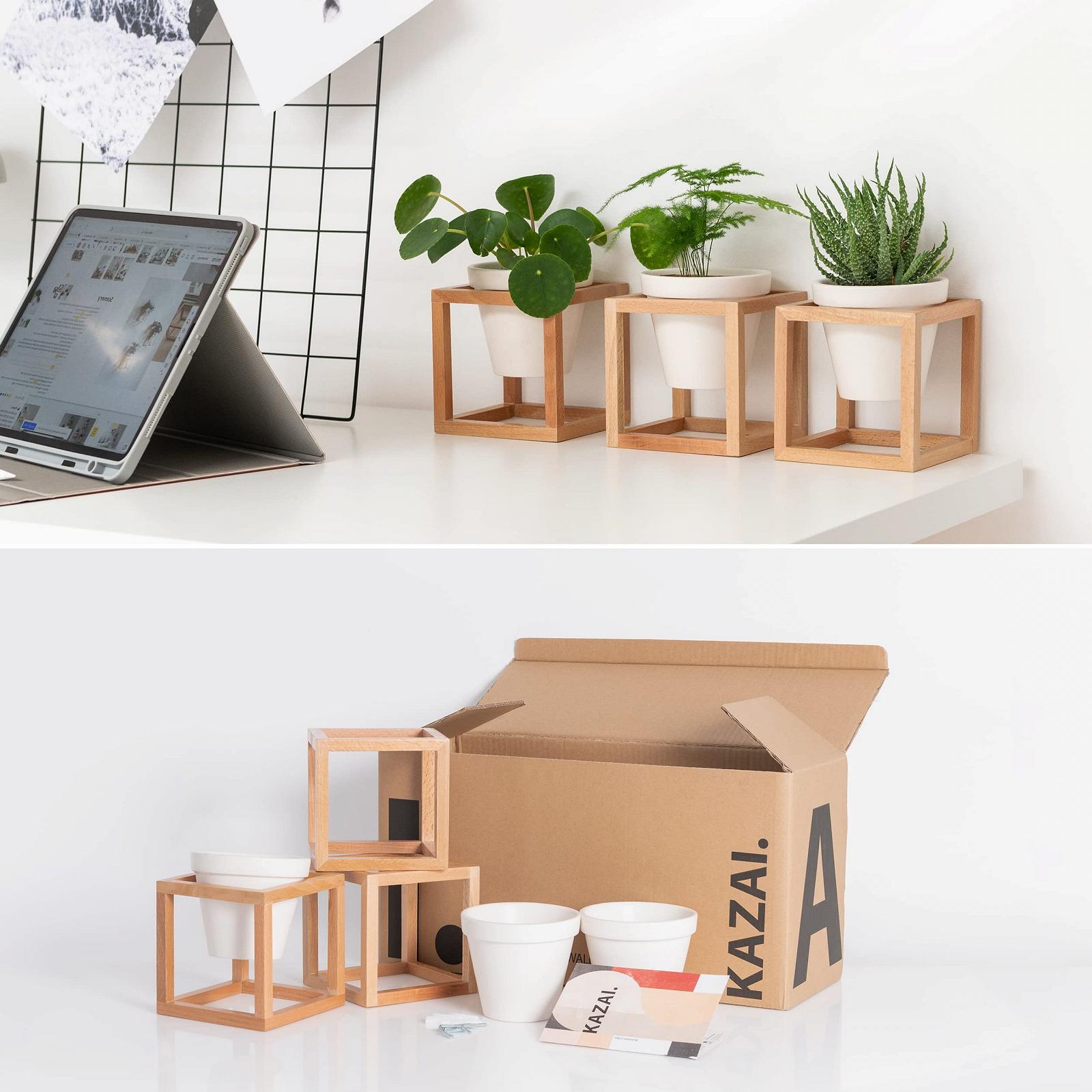 Настінні вази Kazai Lille Набір із 3 предметів Кераміка та дерево Натуральний коричневий, фото №6 Настінні вази Kazai Lille Набір із 3 предметів Кераміка та дерево Натуральний коричневий, фото №6