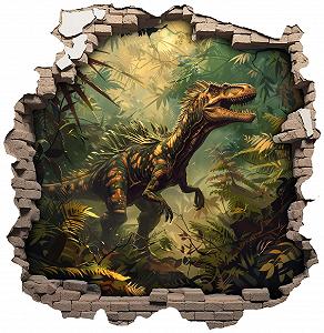 Наклейка на стіну Samunshi Тріщина з динозавром Велоцираптором 70 x 70 см - Фото 1