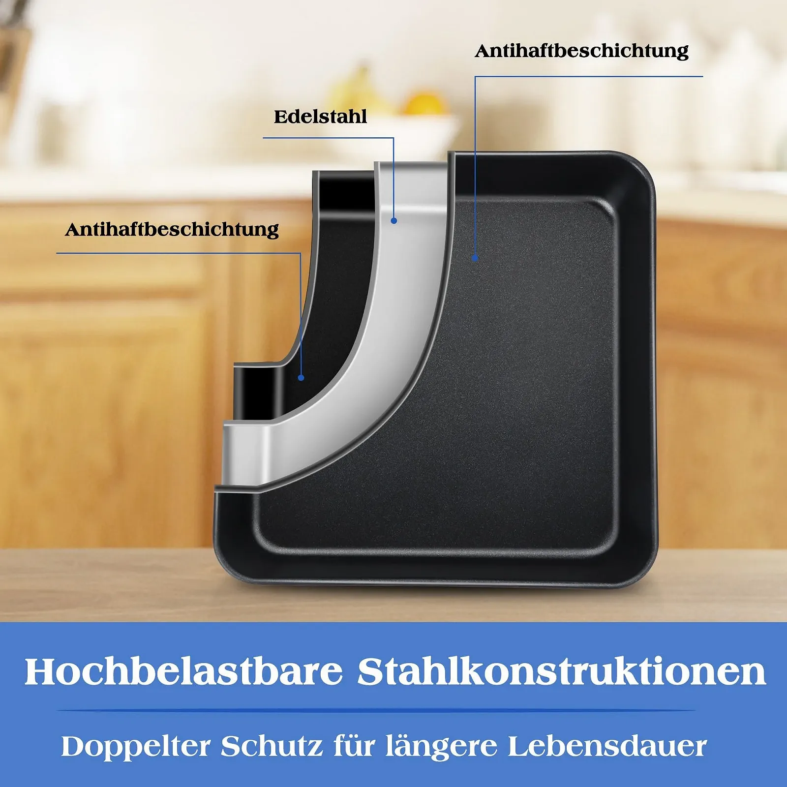 Форма для выпекания Joyfair Квадратная из нержавеющей стали 21 x 21 x 5 см для брауни и лазаньи, фото №4 Форма для выпекания Joyfair Квадратная из нержавеющей стали 21 x 21 x 5 см для брауни и лазаньи, фото №4