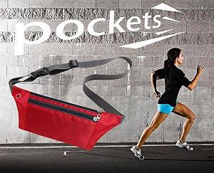 Cумка cпортивная для бега Xiamen на пояс влагозащищенная с 3 карманами 31х11 см Красный 050578 synthetic.ua - Фото 1