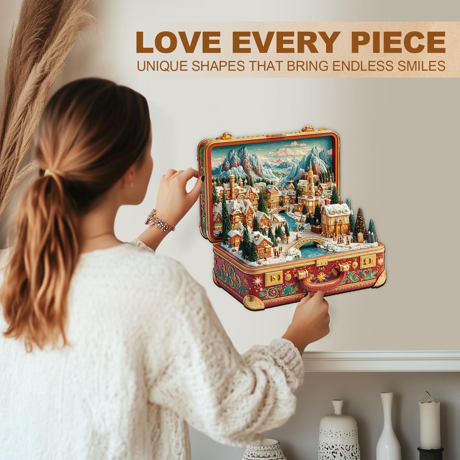 Пазл дерев'яний Suitcase Landscape Christmas 260 елементів 34 x 33.2 см, фото №9