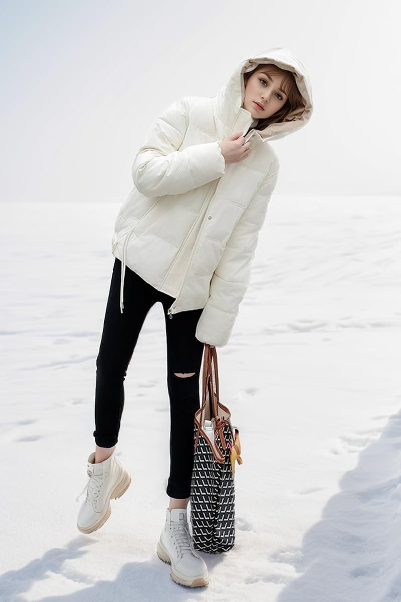 Куртка Suncadmious Жіноча Зимова Коротка Модна Тепла Пухова Куртка З Капюшоном Парка Зимова Куртка Легка Вітро- і Снігозахисна, фото №2